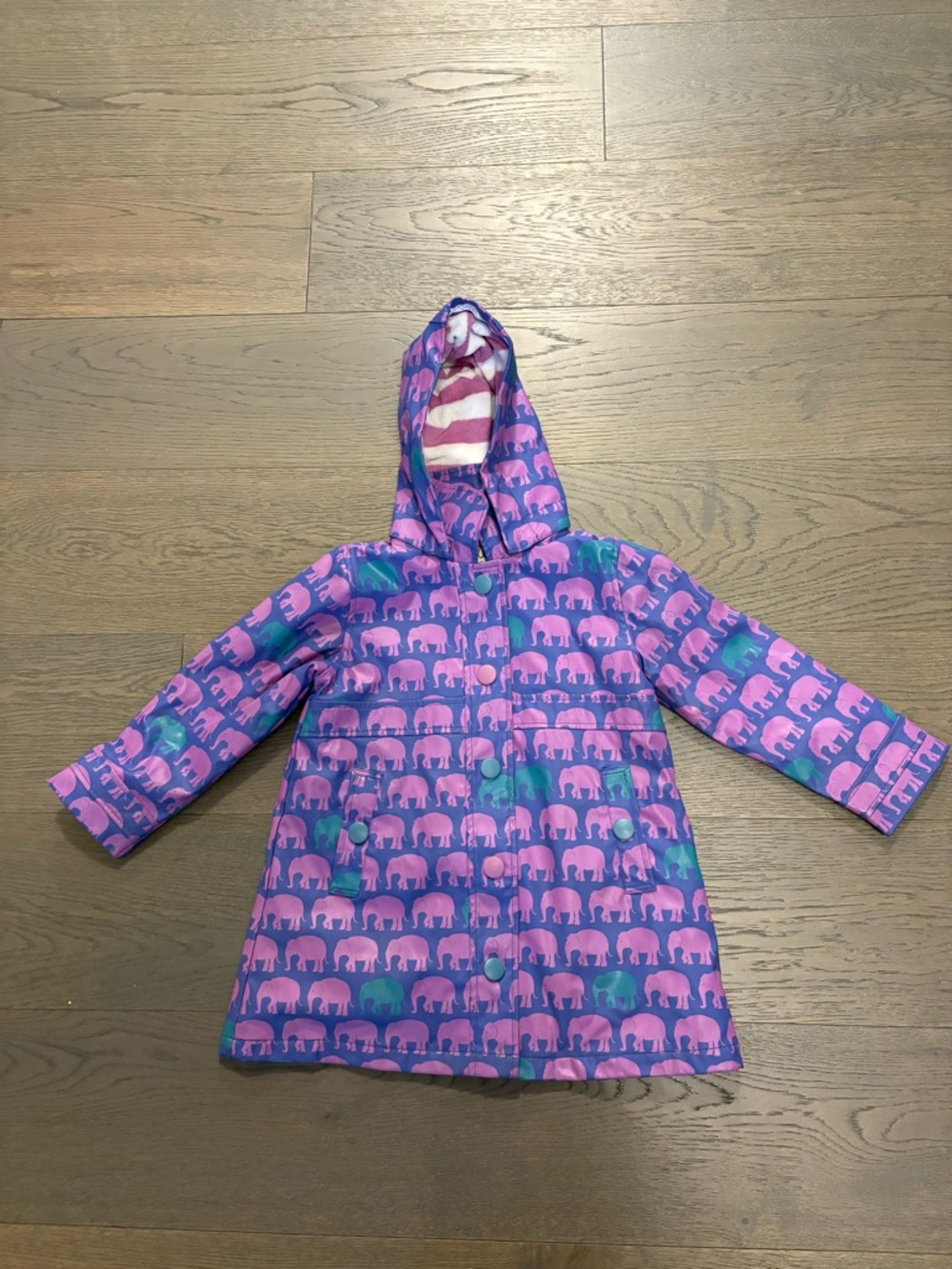 Hatley girls purple elephant raincoat 5T EUC ret $90